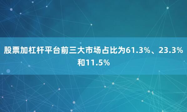股票加杠杆平台前三大市场占比为61.3%、23.3%和11.5%